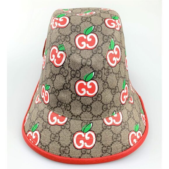 NWT Gucci GG Supreme Apple Print Bucket Hat In Red Size XL main image 13